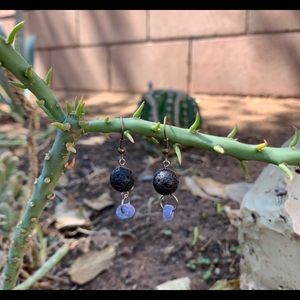 10 MM BLACK LAVA ROCK FASHION DROP EARRINGS
